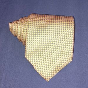 Brooks Brothers Necktie Blue Yellow Gold Checkered Tie 100% Silk Made In USA